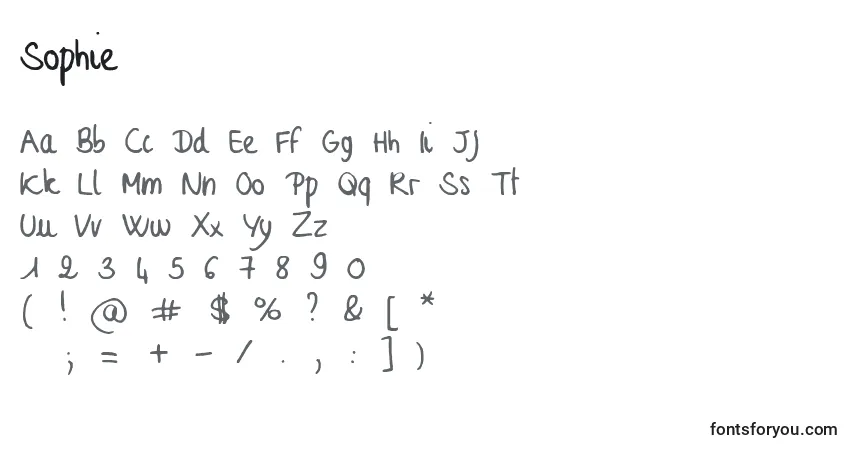 Fuente Sophie - alfabeto, números, caracteres especiales
