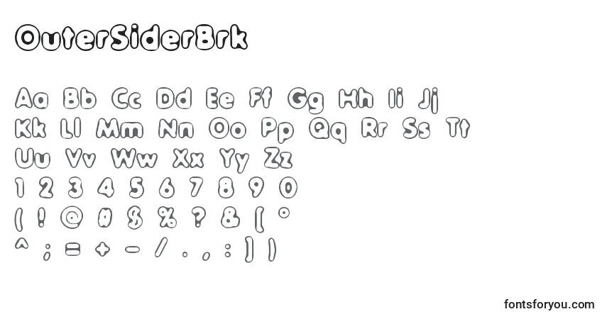 A fonte OuterSiderBrk – alfabeto, números, caracteres especiais