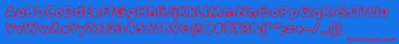 OuterSiderBrk-Schriftart – Rote Schriften auf blauem Hintergrund