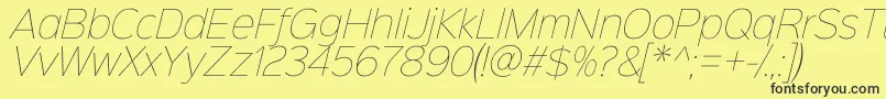 Шрифт Sinkinsans100thinitalic – чёрные шрифты на жёлтом фоне