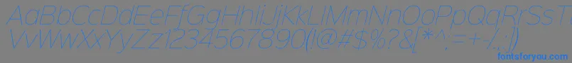 Подробнее о шрифте Sinkinsans100thinitalic Шрифт Sinkinsans100thinitalic – синие шрифты на сером фоне