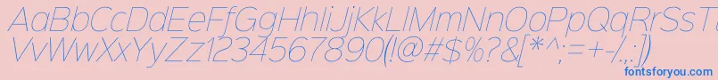 フォントSinkinsans100thinitalic – ピンクの背景に青い文字