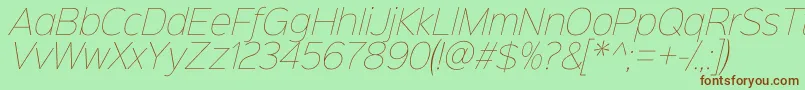 Sinkinsans100thinitalic Font – Brown Fonts on Green Background