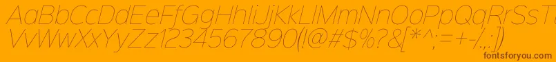 Sinkinsans100thinitalic-Schriftart – Braune Schriften auf orangefarbenem Hintergrund