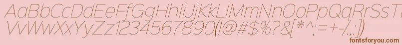 Czcionka Sinkinsans100thinitalic – brązowe czcionki na różowym tle