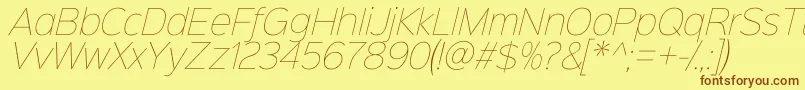 Sinkinsans100thinitalic Font – Brown Fonts on Yellow Background