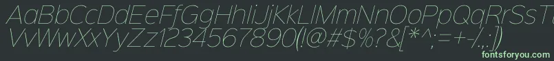 フォントSinkinsans100thinitalic – 黒い背景に緑の文字