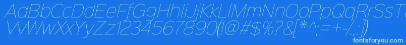 Шрифт Sinkinsans100thinitalic – зелёные шрифты на синем фоне