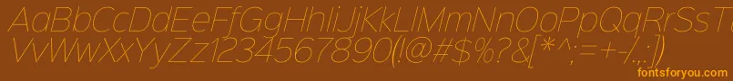 Sinkinsans100thinitalic Font – Orange Fonts on Brown Background