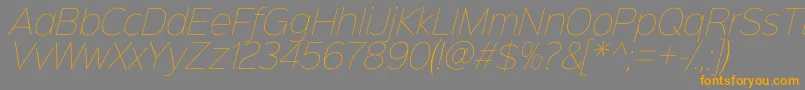 Sinkinsans100thinitalic-fontti – oranssit fontit harmaalla taustalla