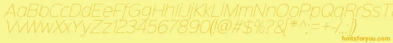 フォントSinkinsans100thinitalic – オレンジの文字が黄色の背景にあります。