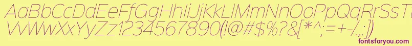 Police Sinkinsans100thinitalic – polices violettes sur fond jaune