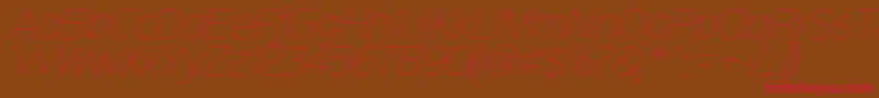 Sinkinsans100thinitalic Font – Red Fonts on Brown Background