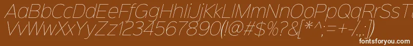 Sinkinsans100thinitalic Font – White Fonts on Brown Background