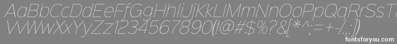 Шрифт Sinkinsans100thinitalic – белые шрифты на сером фоне