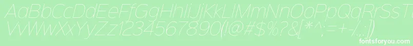 Sinkinsans100thinitalic Font – White Fonts on Green Background