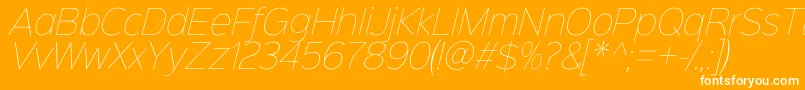 Sinkinsans100thinitalic-Schriftart – Weiße Schriften auf orangefarbenem Hintergrund