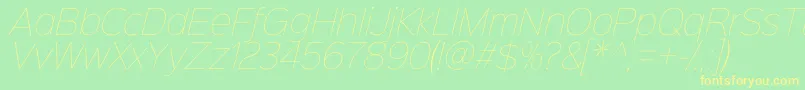 Шрифт Sinkinsans100thinitalic – жёлтые шрифты на зелёном фоне