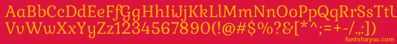 フォントGabrielaRegular – 赤い背景にオレンジの文字