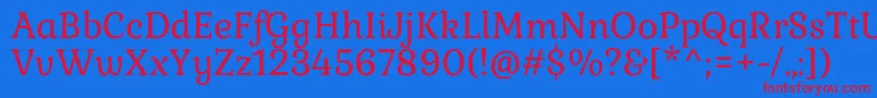 GabrielaRegular-fontti – punaiset fontit sinisellä taustalla