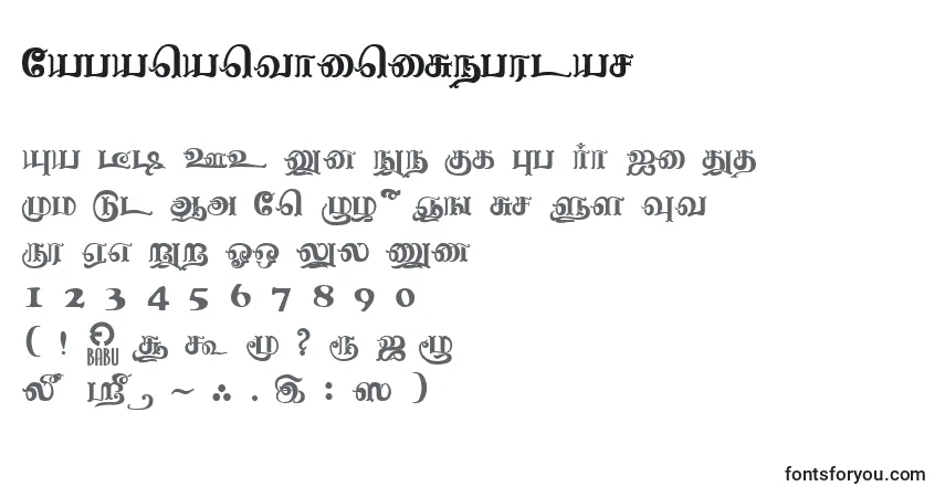 Czcionka NagananthiniRegular – alfabet, cyfry, specjalne znaki