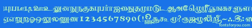 NagananthiniRegular Font – Green Fonts on Blue Background