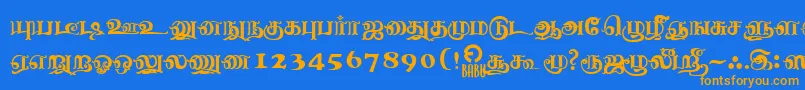 フォントNagananthiniRegular – オレンジ色の文字が青い背景にあります。
