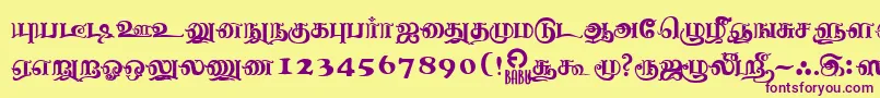 NagananthiniRegular Font – Purple Fonts on Yellow Background