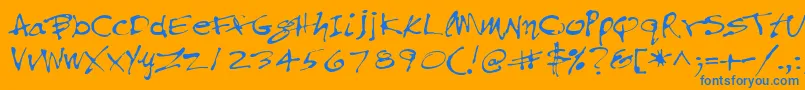 PfinkpenMedium-Schriftart – Blaue Schriften auf orangefarbenem Hintergrund