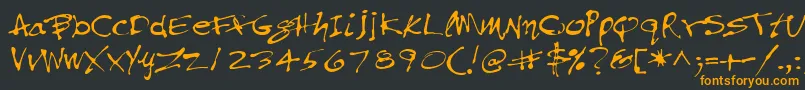PfinkpenMedium-Schriftart – Orangefarbene Schriften auf schwarzem Hintergrund