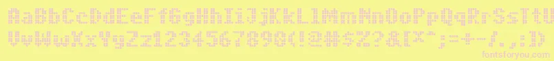 PfdigidotFive Font – Pink Fonts on Yellow Background