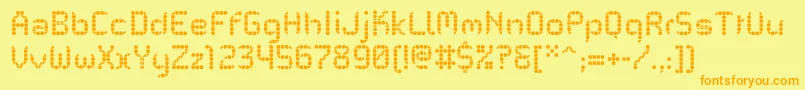 PfMechanicaBProGridtwo Font – Orange Fonts on Yellow Background