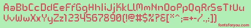 PfMechanicaBProGridtwo Font – Red Fonts on Green Background