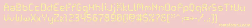 PfMechanicaBProGridtwo-Schriftart – Gelbe Schriften auf rosa Hintergrund
