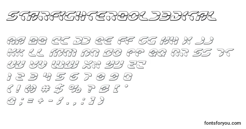 A fonte Starfighterbold3Dital – alfabeto, números, caracteres especiais