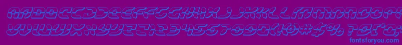 Starfighterbold3Dital-Schriftart – Blaue Schriften auf violettem Hintergrund