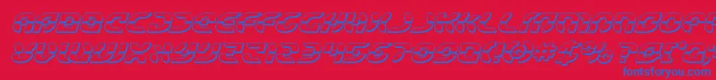Starfighterbold3Dital-Schriftart – Blaue Schriften auf rotem Hintergrund