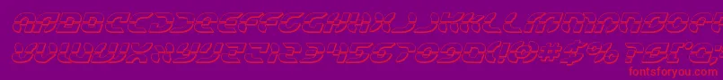 Starfighterbold3Dital-Schriftart – Rote Schriften auf violettem Hintergrund