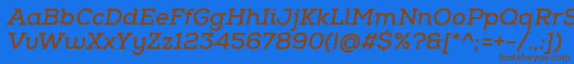 NexaSlabBoldItalic-fontti – ruskeat fontit sinisellä taustalla