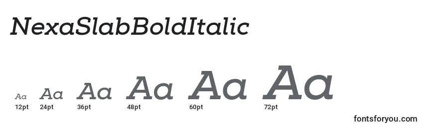 Размеры шрифта NexaSlabBoldItalic
