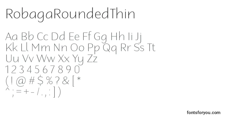 Schriftart RobagaRoundedThin – Alphabet, Zahlen, spezielle Symbole