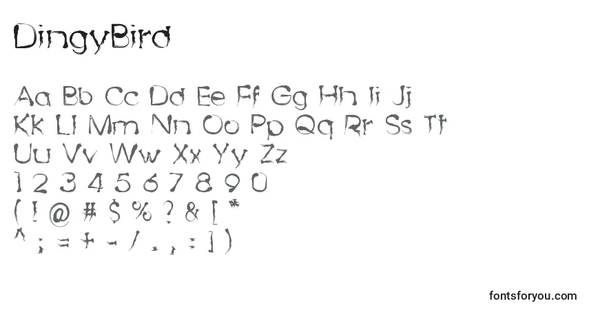 A fonte DingyBird – alfabeto, números, caracteres especiais