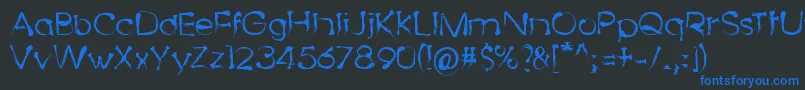 DingyBird-Schriftart – Blaue Schriften auf schwarzem Hintergrund