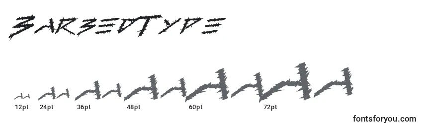 Размеры шрифта BarbedType