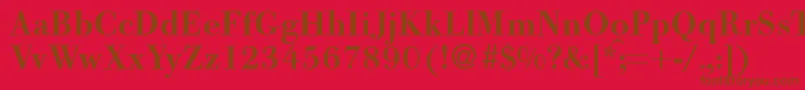 BodooldmeddbNormal-fontti – ruskeat fontit punaisella taustalla