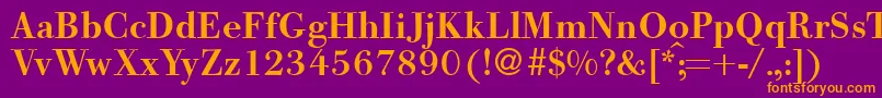 BodooldmeddbNormal-fontti – oranssit fontit violetilla taustalla