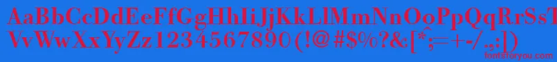 BodooldmeddbNormal-Schriftart – Rote Schriften auf blauem Hintergrund
