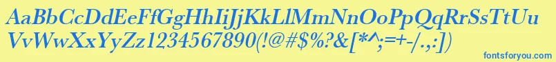 UrwbaskertmednarOblique Font – Blue Fonts on Yellow Background