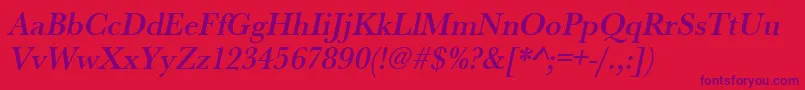 UrwbaskertmednarOblique Font – Purple Fonts on Red Background