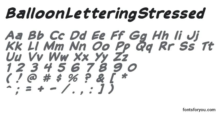 A fonte BalloonLetteringStressed – alfabeto, números, caracteres especiais